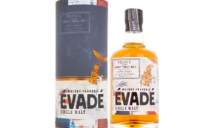 Bouteille et étui de whisky français ÉVADE, le meilleur whisky français, single malt cultivé, distillé et vieilli en France.