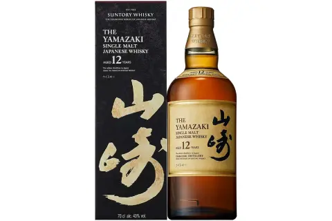 Bouteille et boîte de Yamazaki 12 ans, un whisky japonais single malt. Avis sur ce whisky Koma Fuji Gold.