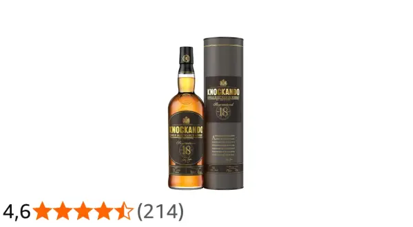 Bouteille et tube de Knockando 18 ans. Avis sur ce whisky single malt slow matured.