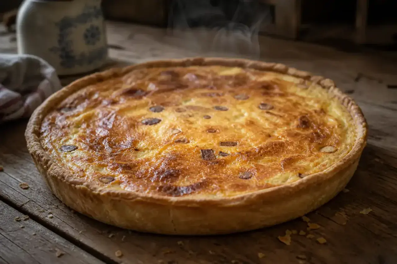Une quiche lorraine dorée et fumante, prête à être dégustée. La vraie recette quiche lorraine, un délice authentique.