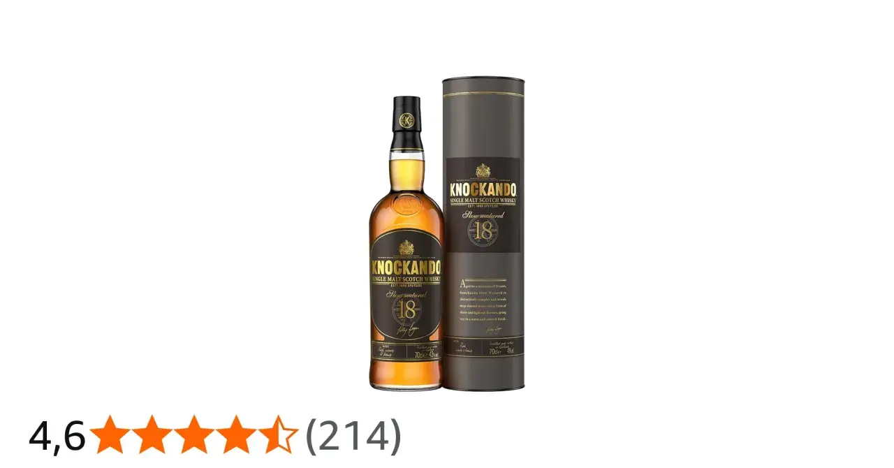 Bouteille et tube de Knockando 18 ans. Avis sur ce whisky single malt slow matured.