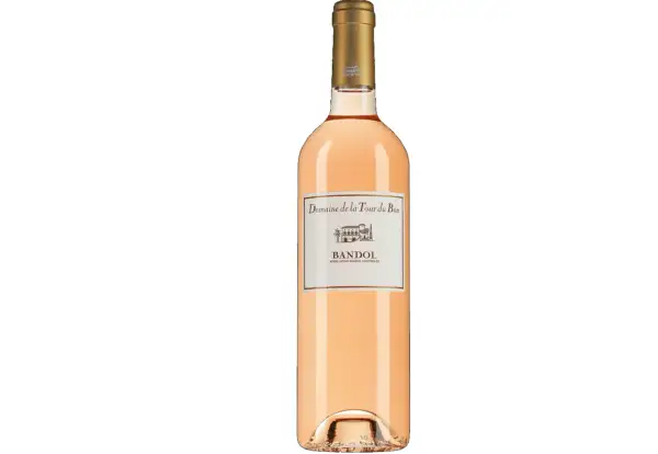 Bouteille de vin rosé de Bandol, Domaine de la Tour du Bon. Une belle addition à toute liste des vins de Bandol.
